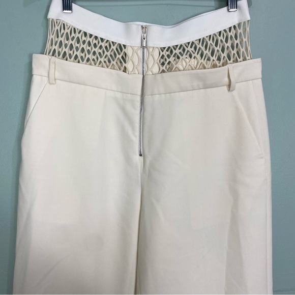 Dion Lee Fishnet Pants Cream Panel Straight‎ Leg Trousers Sz 8 - Picture 3 of 16